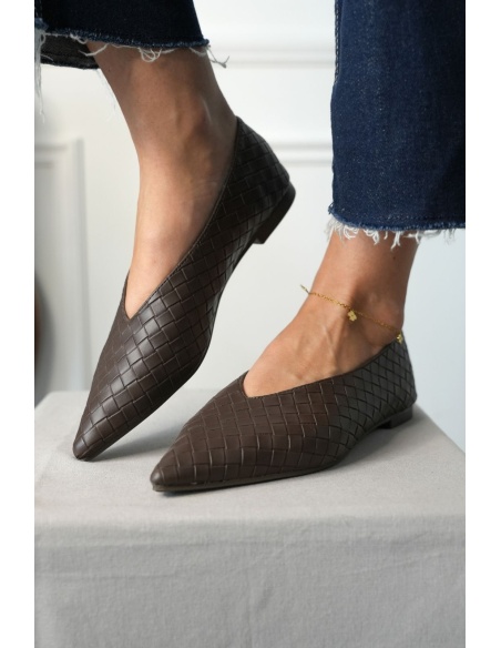 Ballerine Effet Tressé Marron VERONA Noho - 1 | Welcome