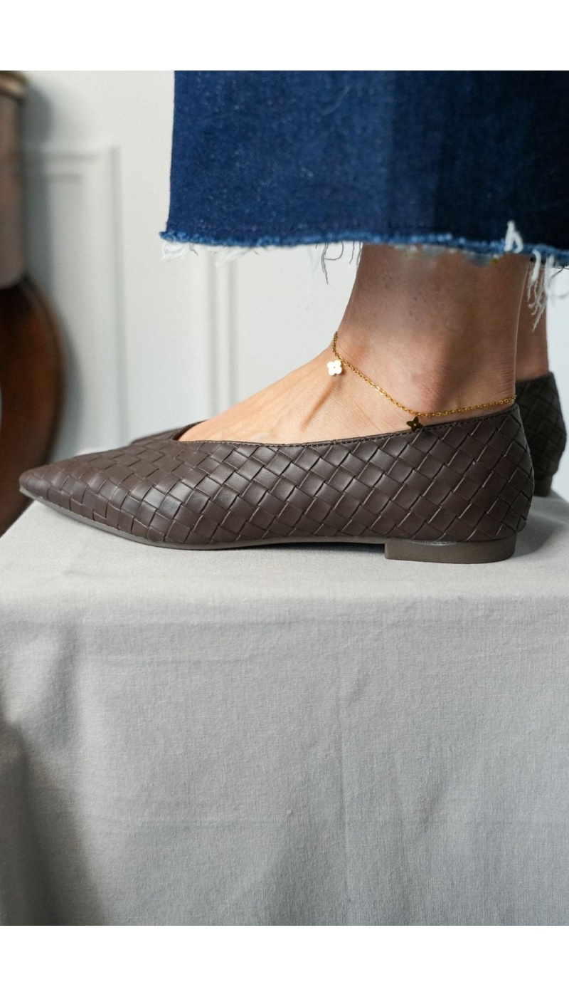 Ballerine Effet Tressé Marron VERONA Noho - 3 | Accueil