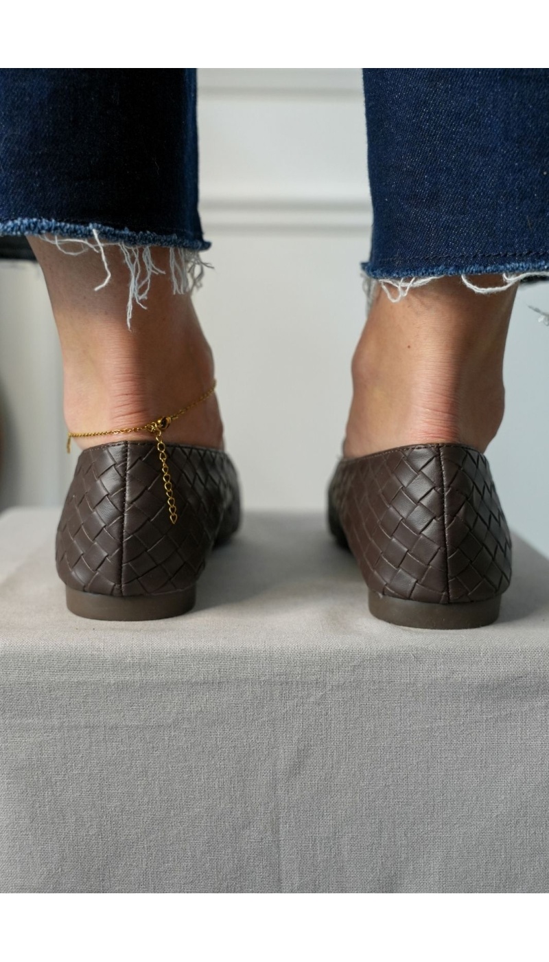 Ballerine Effet Tressé Marron VERONA Noho - 4 | Accueil