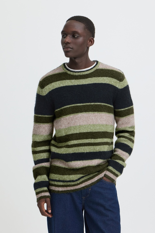 Pull Rayures Noir Vert BHDANNIE BLEND - 1 | TOPS 2