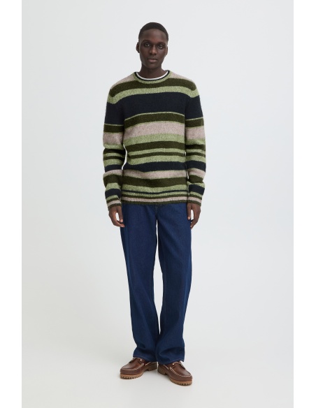 Pull Rayures Noir Vert BHDANNIE BLEND - 1 | HAUTS