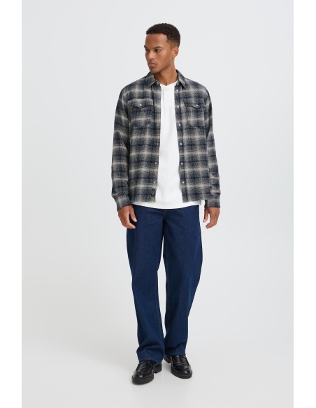 Chemise Carreaux Ecru Marine BHCLINT BLEND - 1 | TOPS