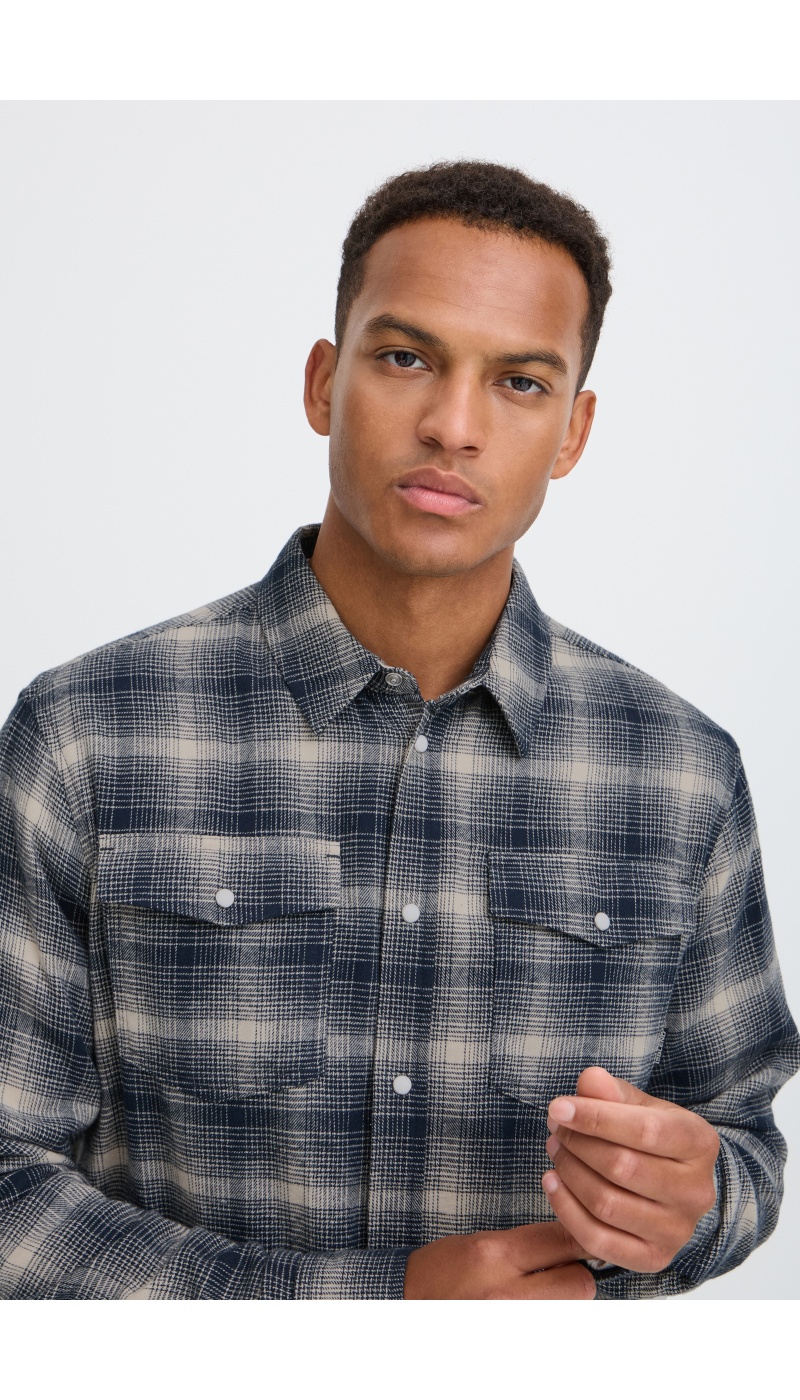 Chemise Carreaux Ecru Marine BHCLINT BLEND - 4 | HAUTS