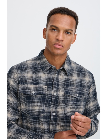 Chemise Carreaux Ecru Marine BHCLINT BLEND - 4 | TOPS