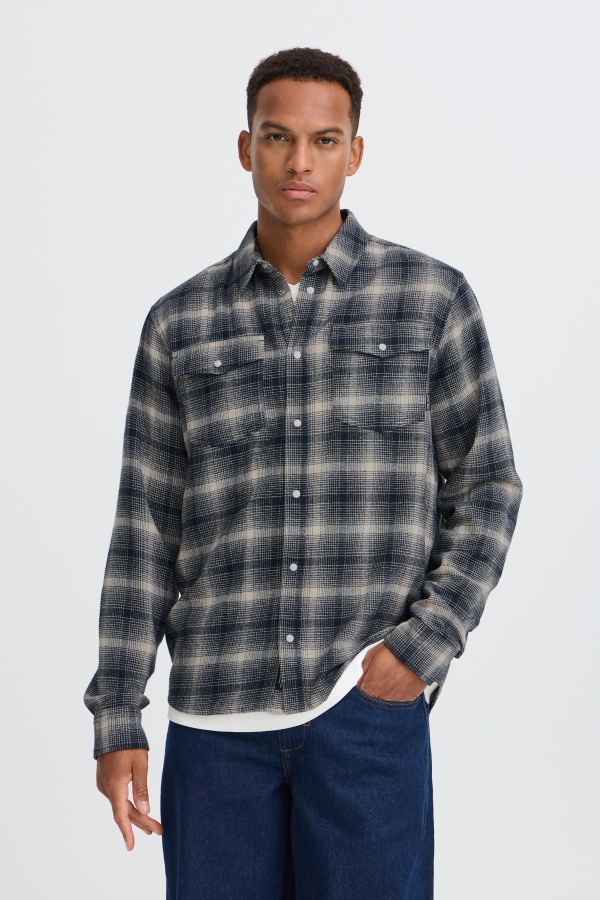Chemise Carreaux Ecru Marine BHCLINT BLEND - 1 | TOPS 2
