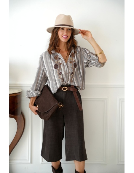 Chemisier Fleurs Marron POZZALO Noho - 1 | Nueva página A