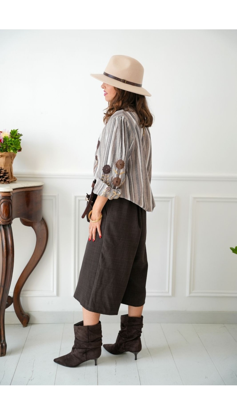 Chemisier Fleurs Marron POZZALO Noho - 3 | New page A