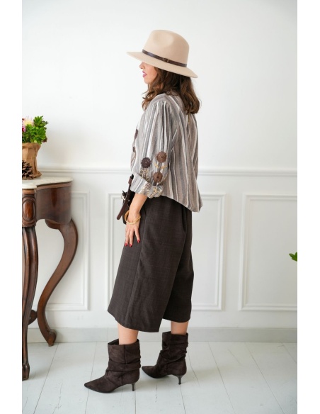 Chemisier Fleurs Marron POZZALO Noho - 3 | New page A