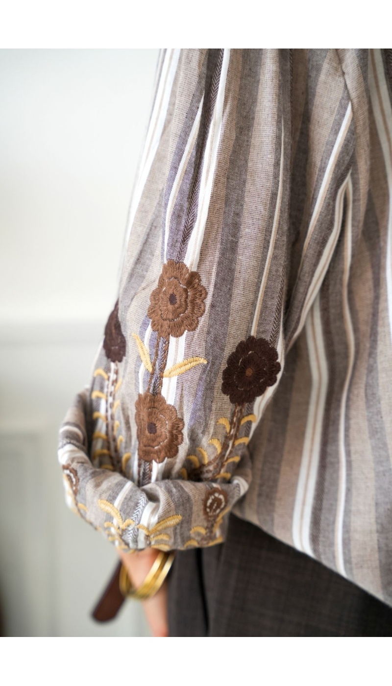 Chemisier Fleurs Marron POZZALO Noho - 4 | New page A