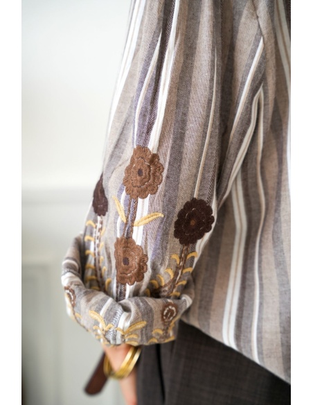 Chemisier Fleurs Marron POZZALO Noho - 4 | New page A