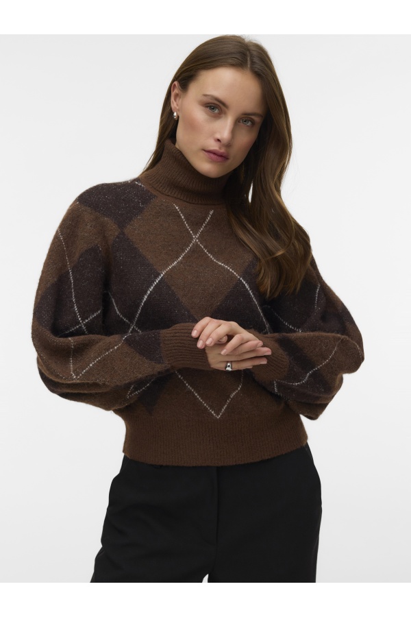 Pull Jacquard Cocoa Brown VMDARLA Vero Moda - 1 | HAUTS