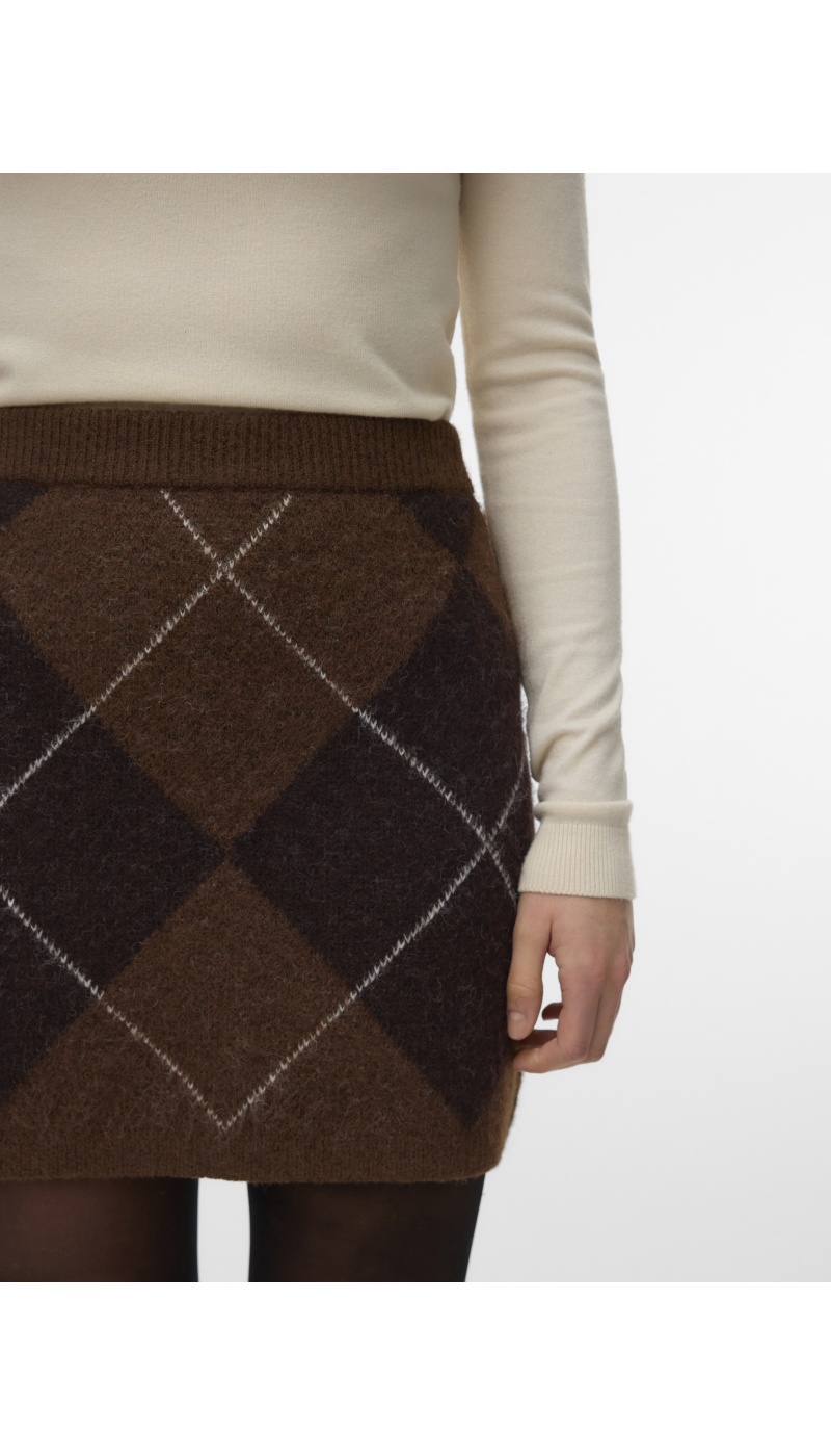 Jupe Jacquard Cocoa Brown VMDARLA Vero Moda - 2 | ABAIXO