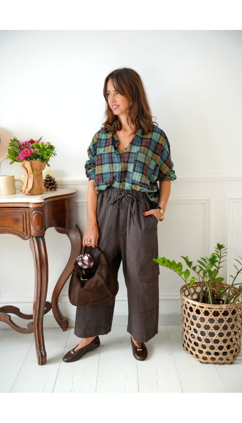 Pantalon Large Cargo Johanna Marron LARINA Johanna - 1 | Accueil