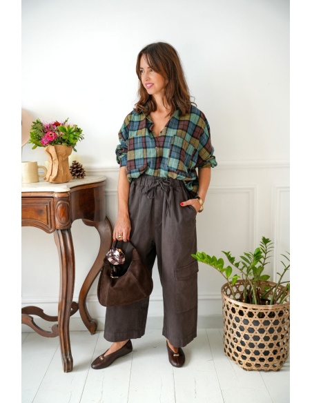 Pantalon Large Cargo Johanna Marron LARINA Johanna - 1 | Benvenuto