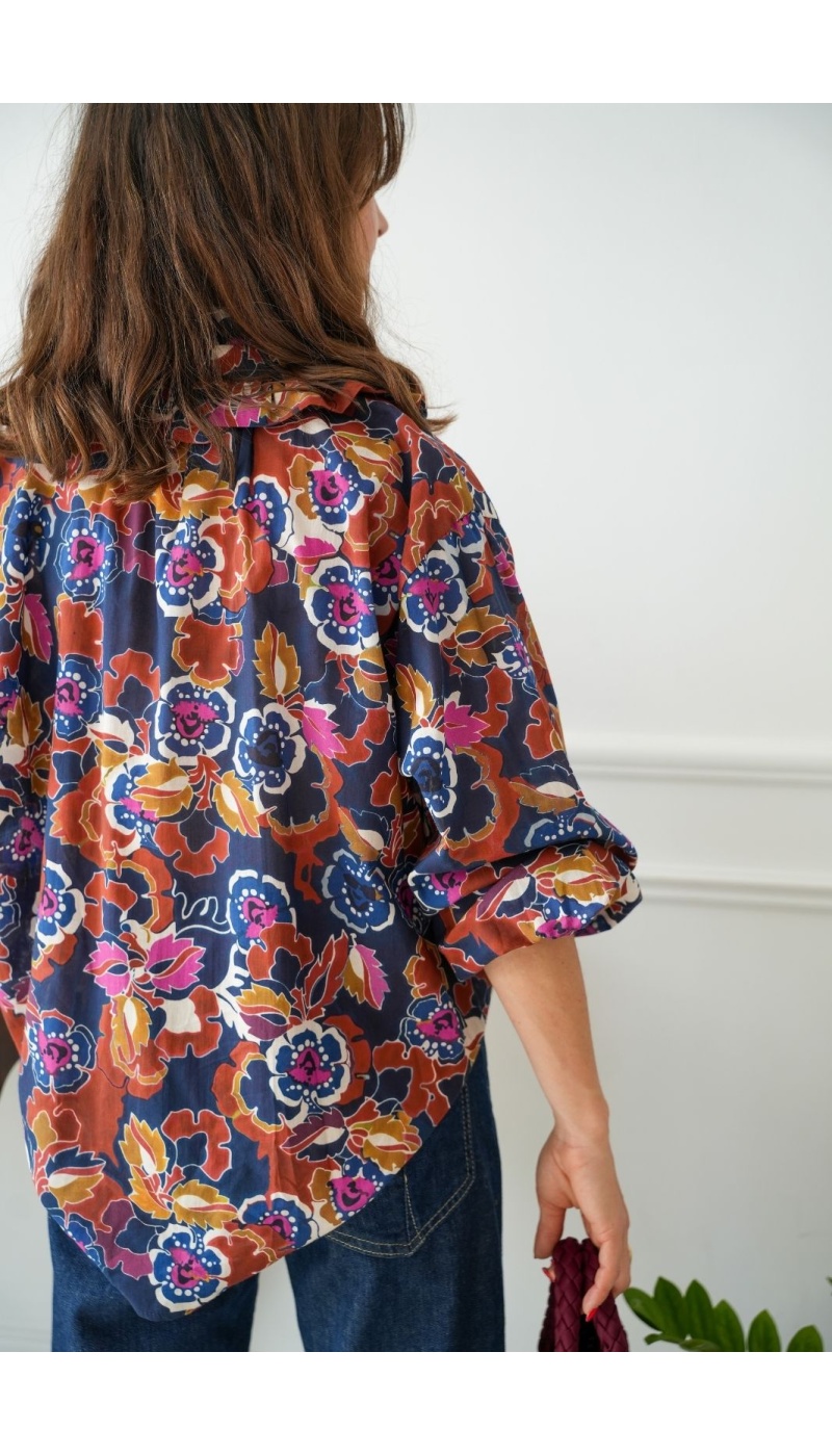 Chemisier Fleurs Marine Johanna DROSIA Johanna - 2 | Accueil