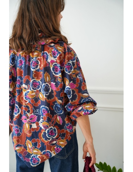 Chemisier Fleurs Marine Johanna DROSIA Johanna - 2 | Accueil
