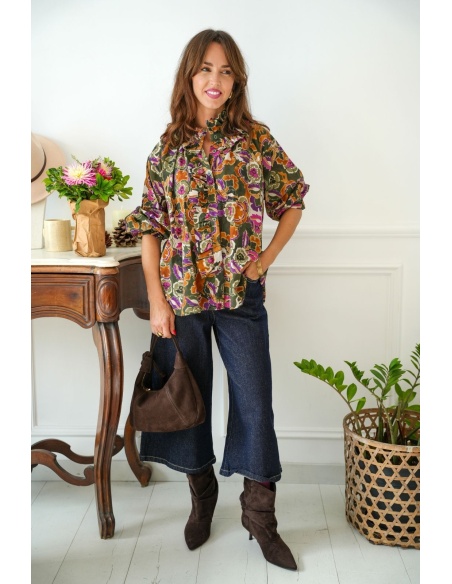 Chemisier Fleurs Vert Johanna DROSIA Johanna - 2 | Accueil