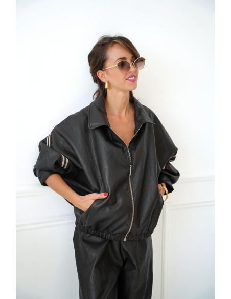 Veste Similicuir Bandes Johanna Marron AGIA Johanna - 1 | New page A