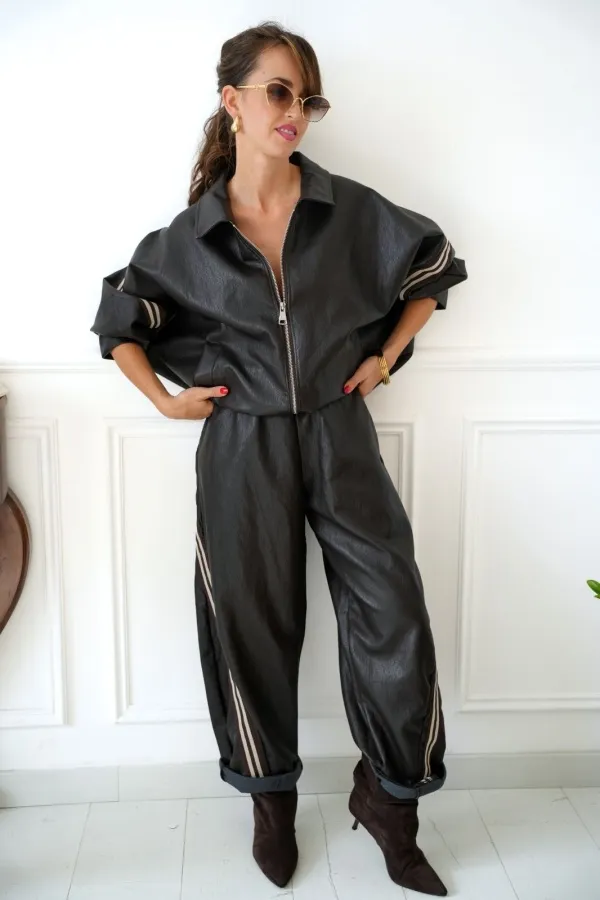 Veste Similicuir Bandes Johanna Marron AGIA Johanna - 1 | New page A 2