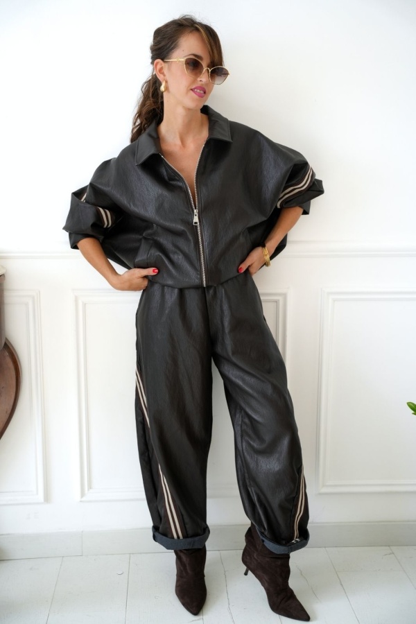 Veste Similicuir Bandes Johanna Marron AGIA Johanna - 1 | New page A 2
