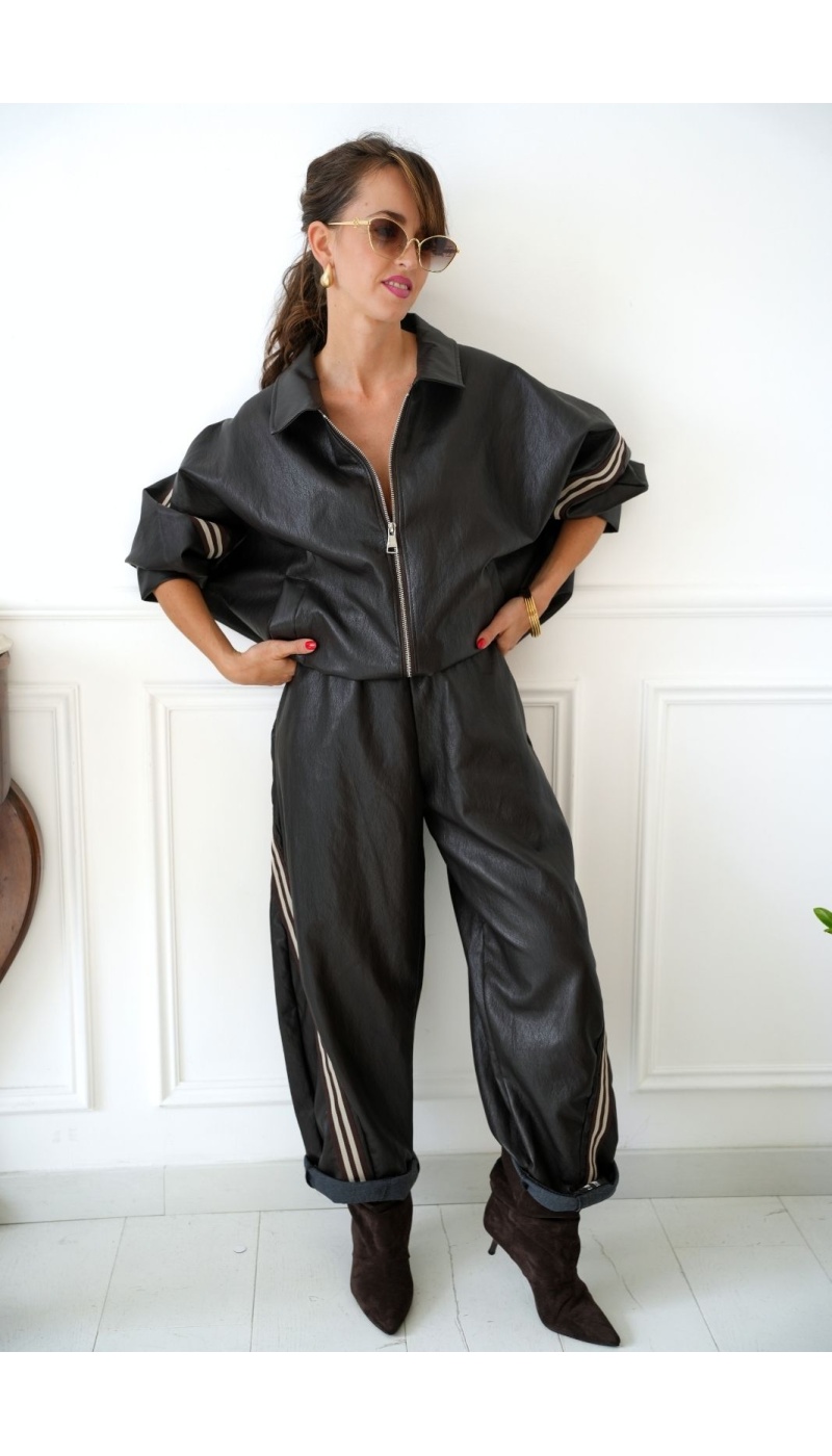 Veste Similicuir Bandes Johanna Marron AGIA Johanna - 2 | Neue Seite A