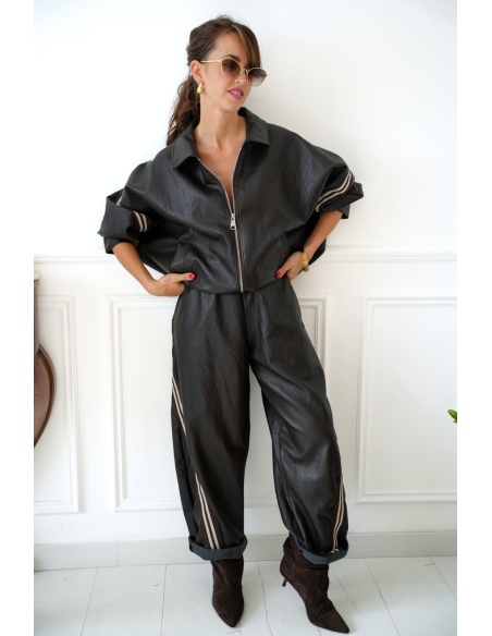 Veste Similicuir Bandes Johanna Marron AGIA Johanna - 2 | New page A