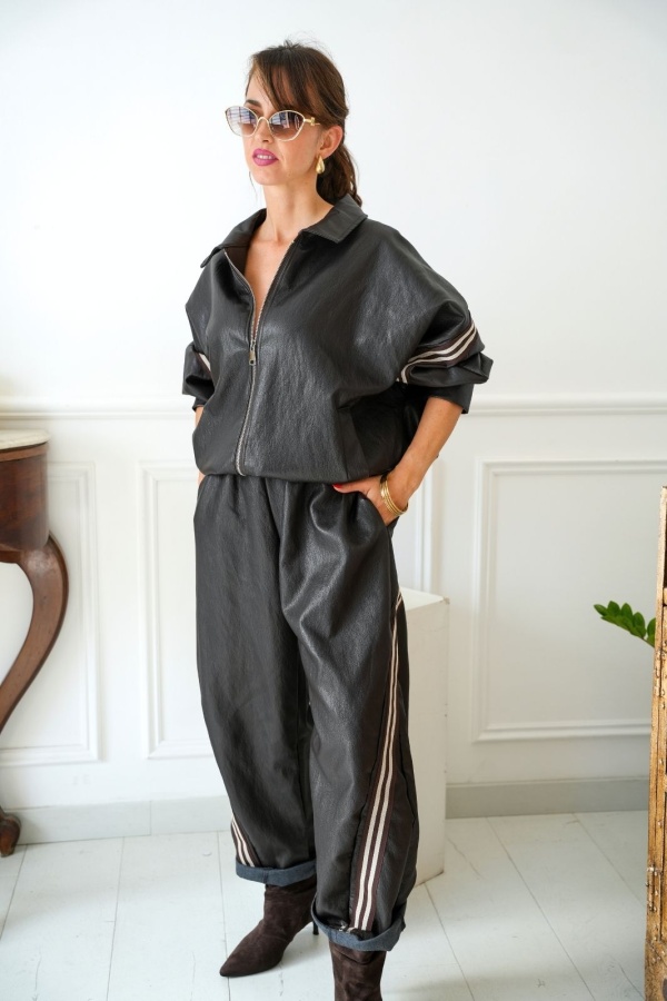 Pantalon Marron Bandes Johanna VELIKA Noho - 1 | Accueil