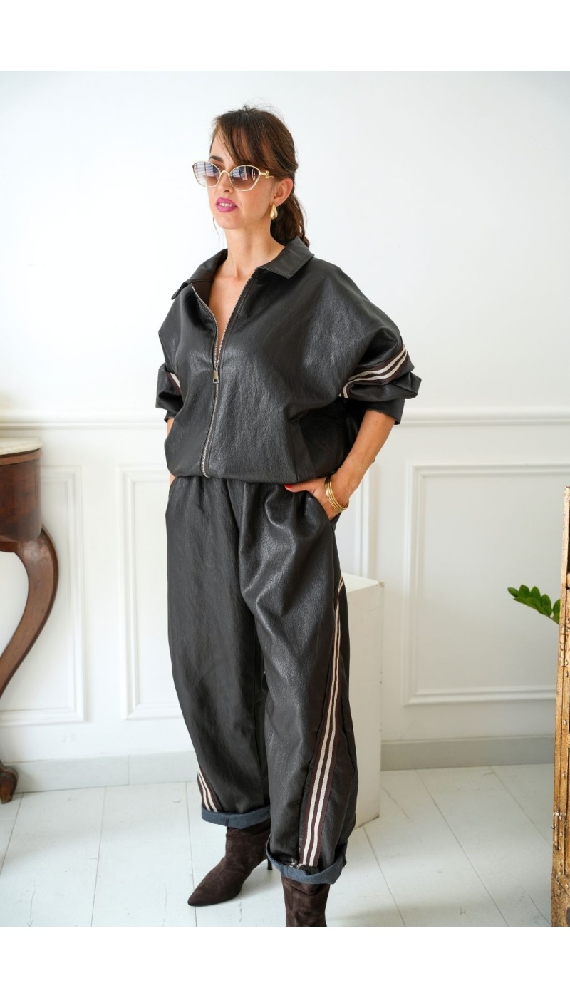 Pantalon Marron Bandes Johanna VELIKA Noho - 1 | Benvenuto
