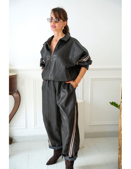 Pantalon Marron Bandes Johanna VELIKA Noho - 1 | Benvenuto