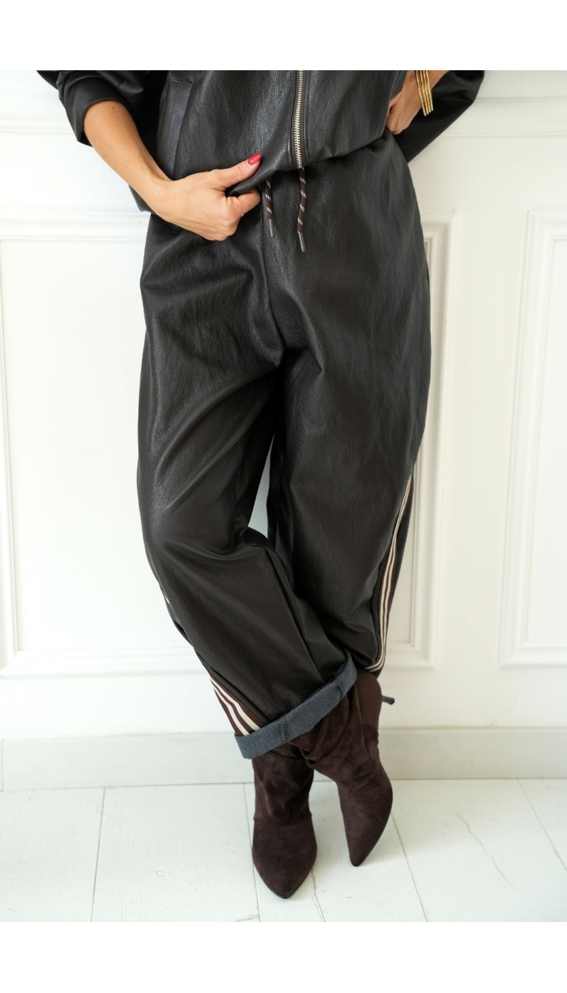 Pantalon Marron Bandes Johanna VELIKA Noho - 2 | Benvenuto