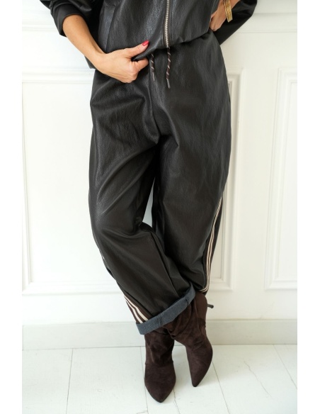 Pantalon Marron Bandes Johanna VELIKA Noho - 2 | Accueil