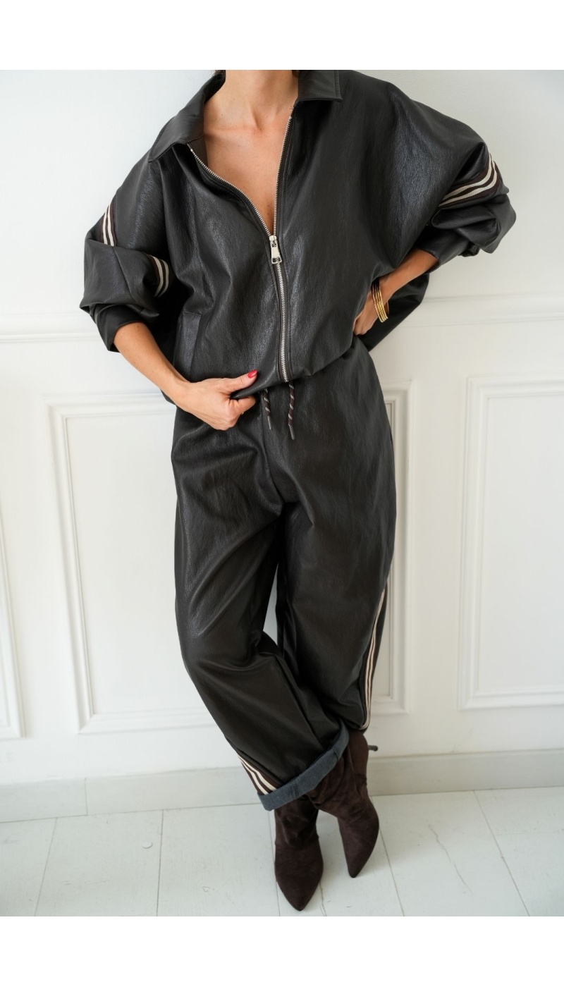 Pantalon Marron Bandes Johanna VELIKA Noho - 3 | Benvenuto