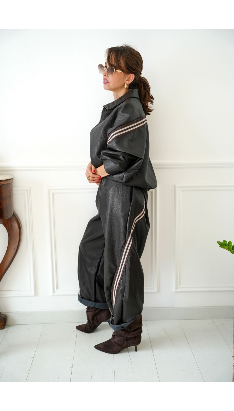 Pantalon Marron Bandes Johanna VELIKA Noho - 4 | Benvenuto