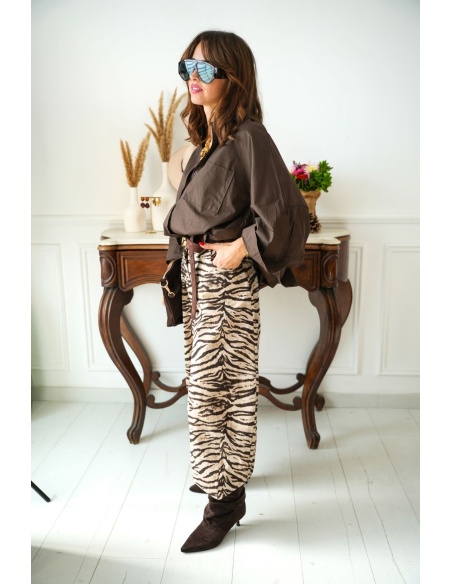 Chemisier Oversize Marron MOSINA Noho - 4 | Accueil