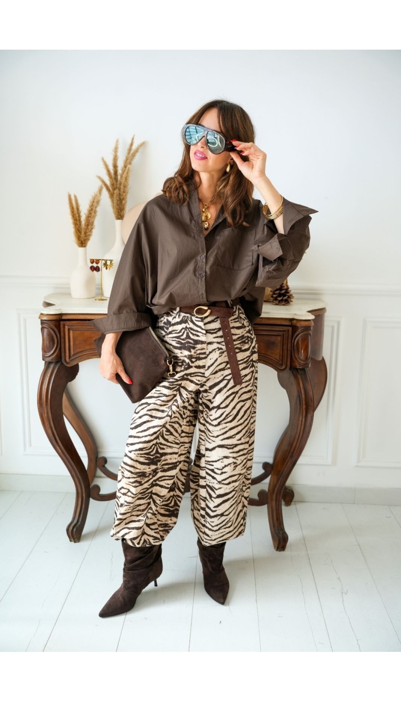 Chemisier Oversize Marron MOSINA Noho - 3 | Accueil