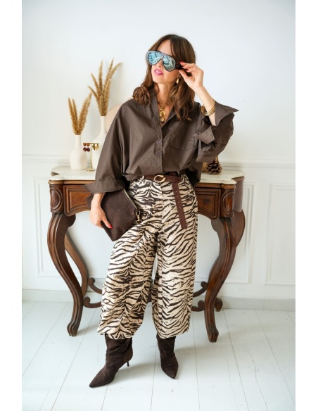 Chemisier Oversize Marron MOSINA Noho - 3 | Accueil