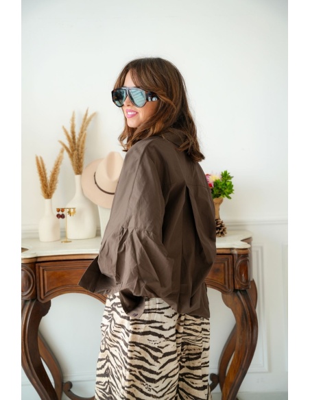 Chemisier Oversize Marron MOSINA Noho - 2 | Accueil