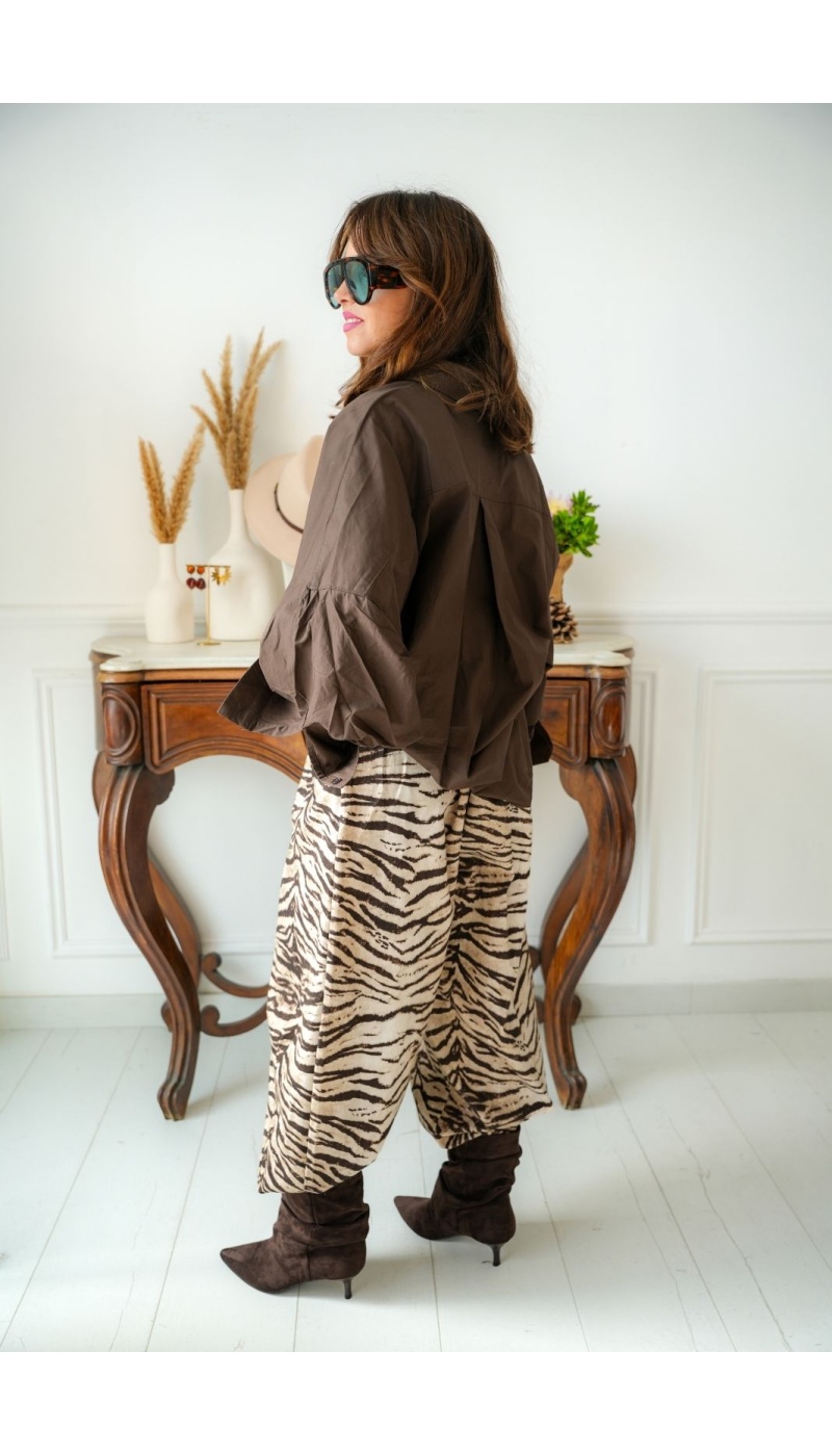 Chemisier Oversize Marron MOSINA Noho - 5 | Accueil