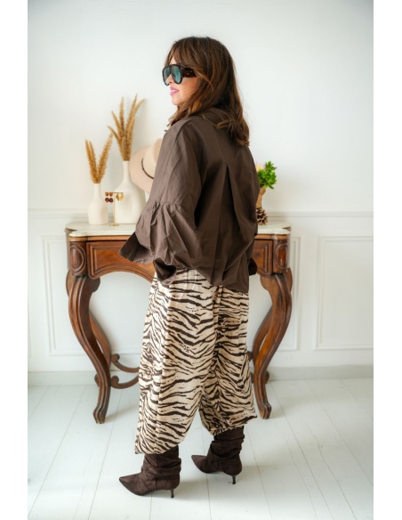 Chemisier Oversize Marron MOSINA Noho - 5 | Accueil