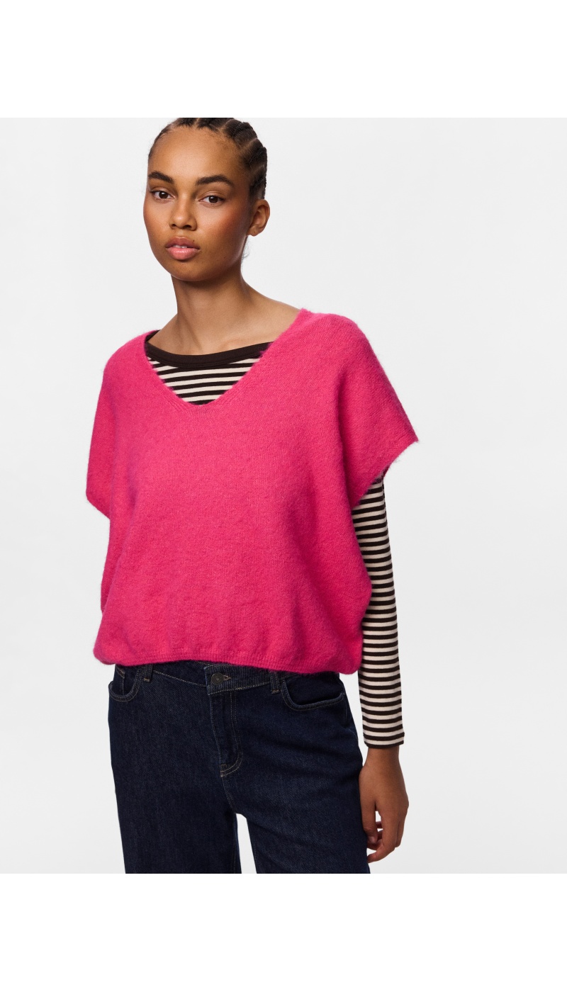 Pull Maille Shocking Pink PCALLIE PIECES - 3 | HAUTS