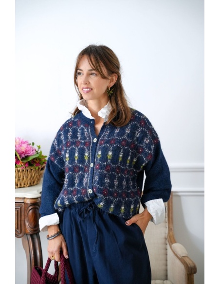 Gilet Johanna Fleurs Marine GIGIA Johanna - 2 | Welcome