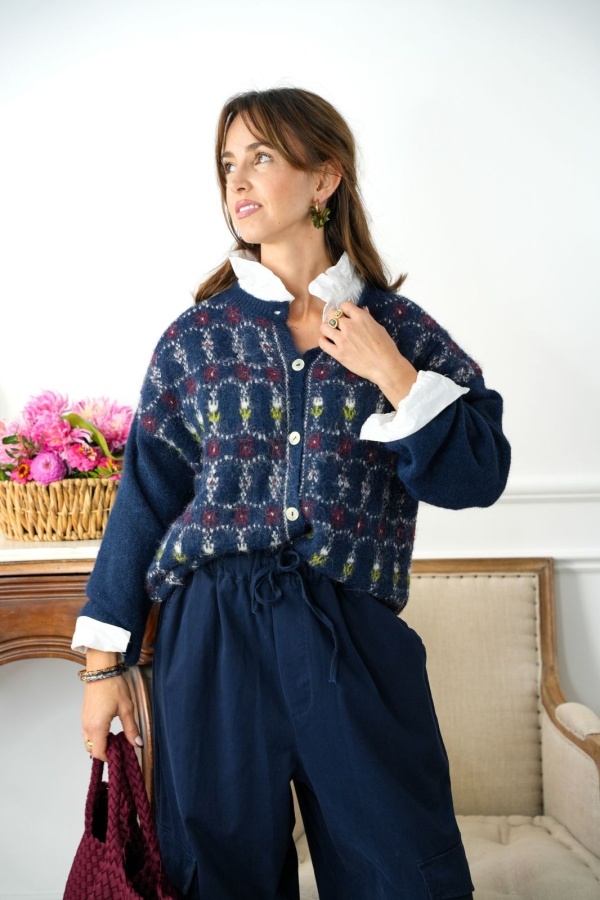 Gilet Johanna Fleurs Marine GIGIA Johanna - 2 | Welcome 2