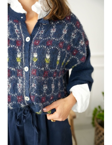 Gilet Johanna Fleurs Marine GIGIA Johanna - 4 | Welcome