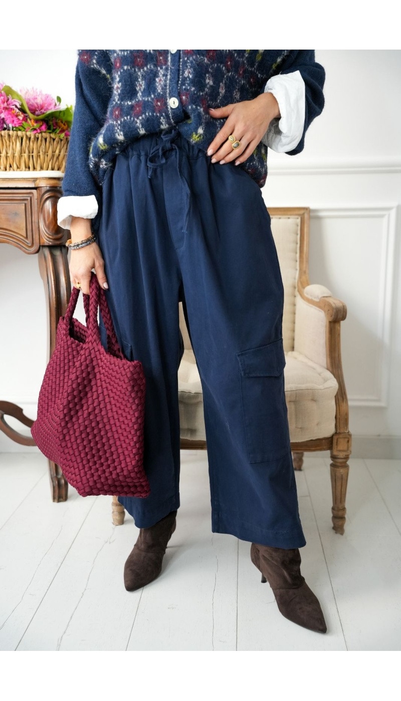 Pantalon Large Cargo Johanna Marine LARINA Johanna - 2 | Welcome