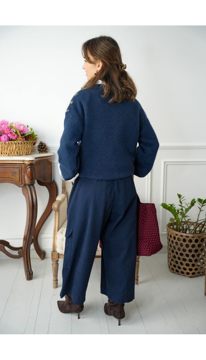 Pantalon Large Cargo Johanna Marine LARINA Johanna - 3 | Accueil