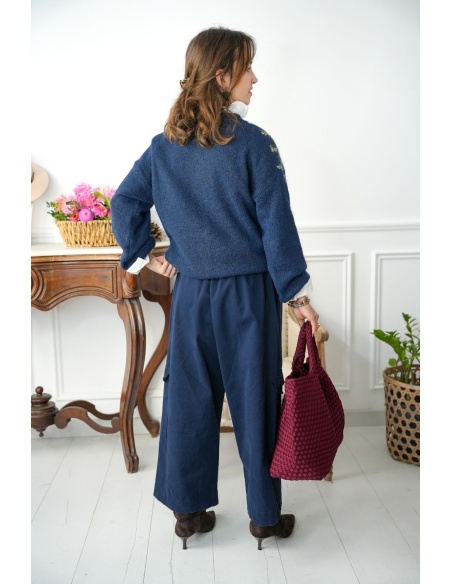 Pantalon Large Cargo Johanna Marine LARINA Johanna - 5 | Accueil