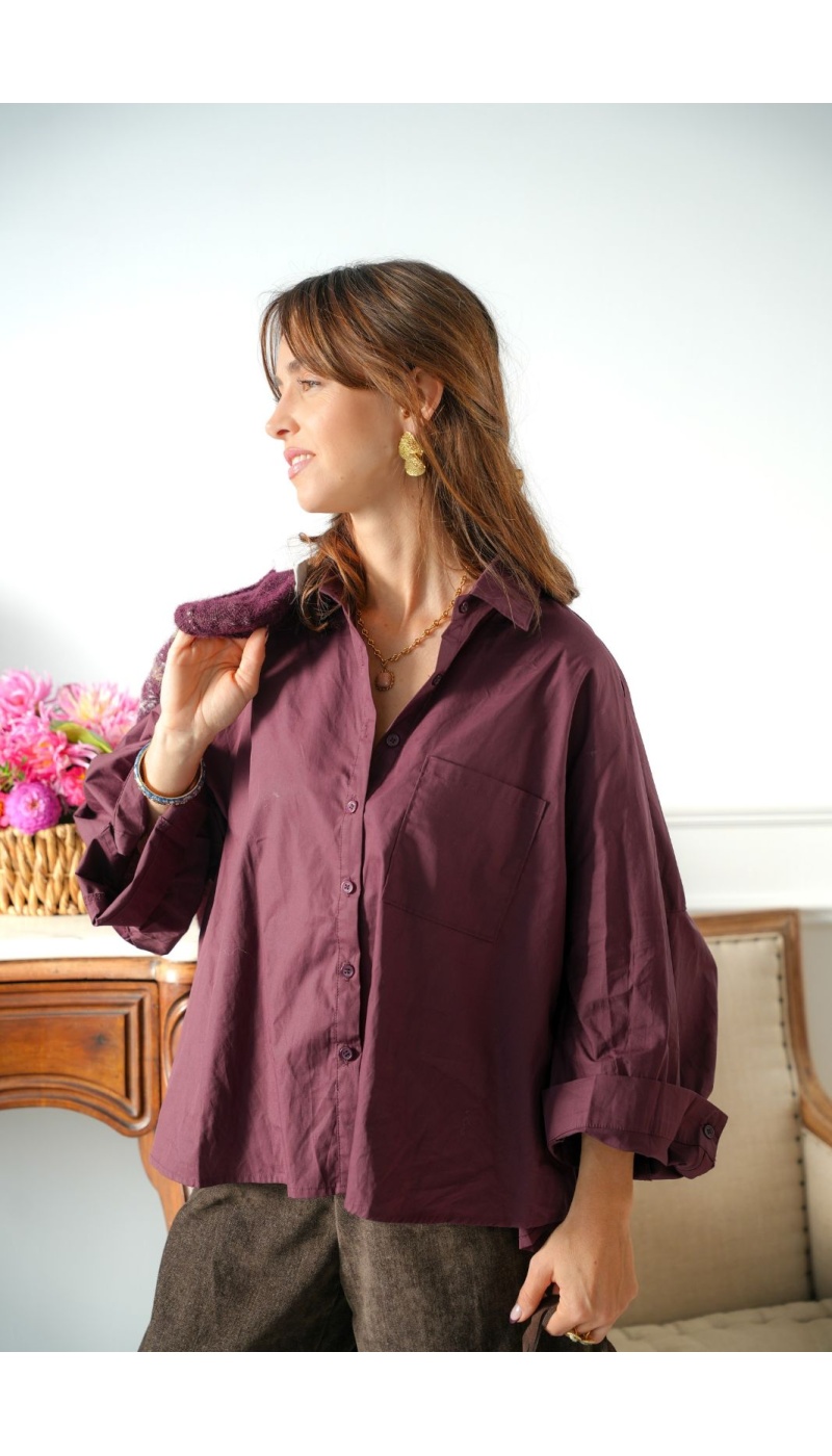 Chemisier Oversize Prune GRACE Noho - 1 | Accueil
