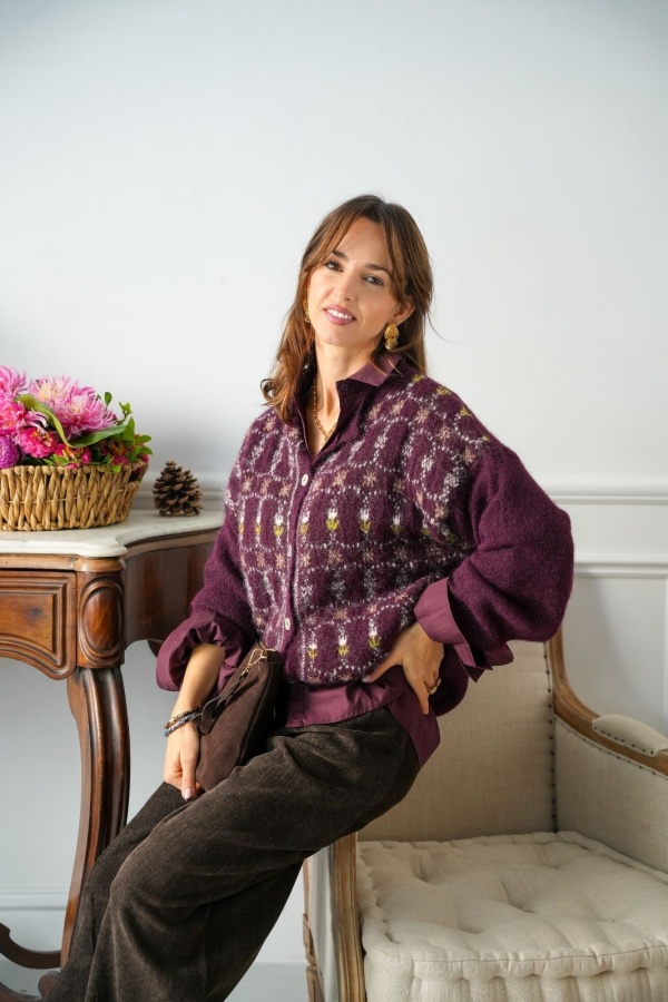 Gilet Johanna Fleurs Bordeaux GIGIA Johanna - 1 | Welcome