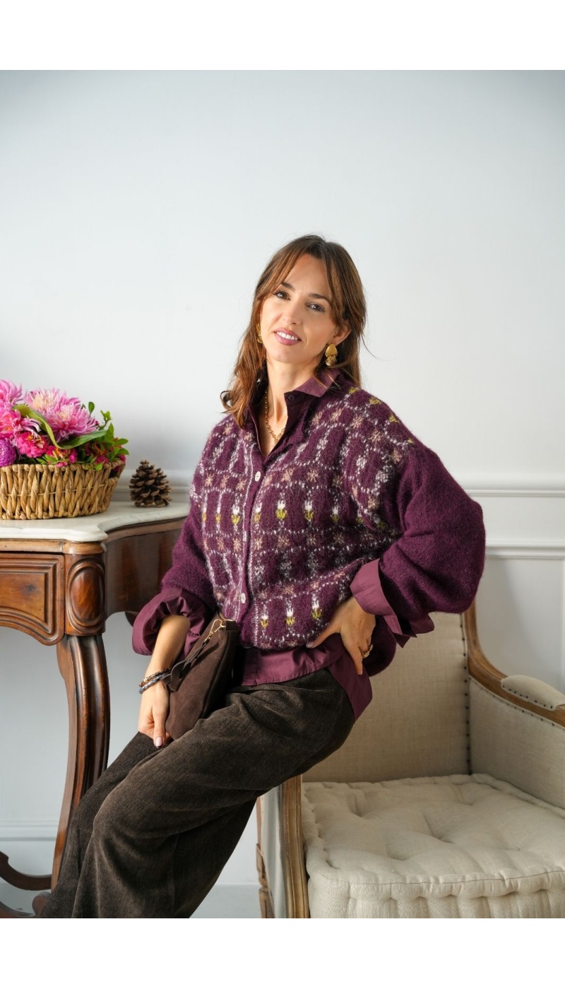 Gilet Johanna Fleurs Bordeaux GIGIA Johanna - 1 | Welcome