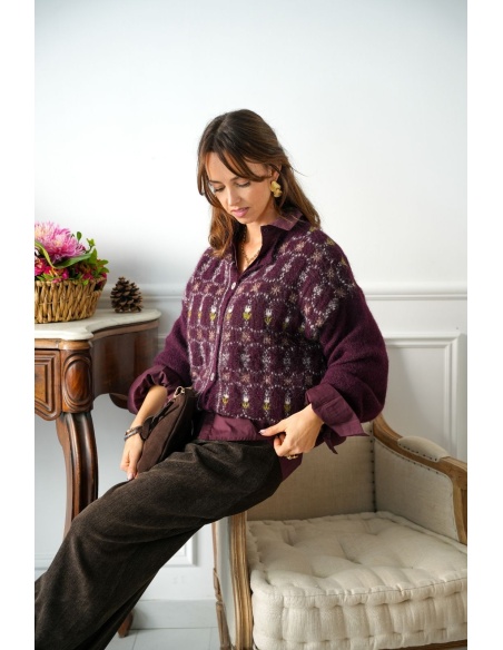 Gilet Johanna Fleurs Bordeaux GIGIA Johanna - 2 | Welcome